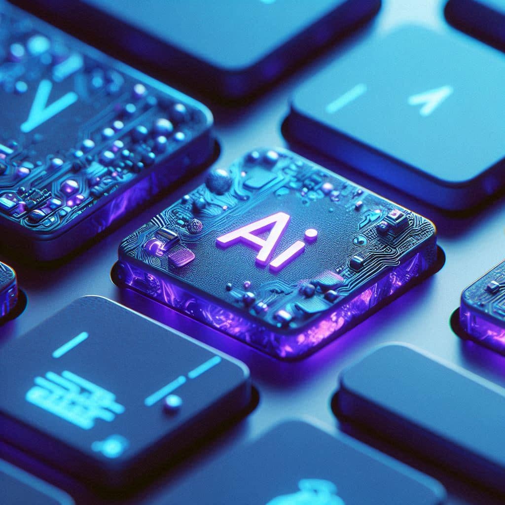 Touche AI sur un clavier bleu nuit