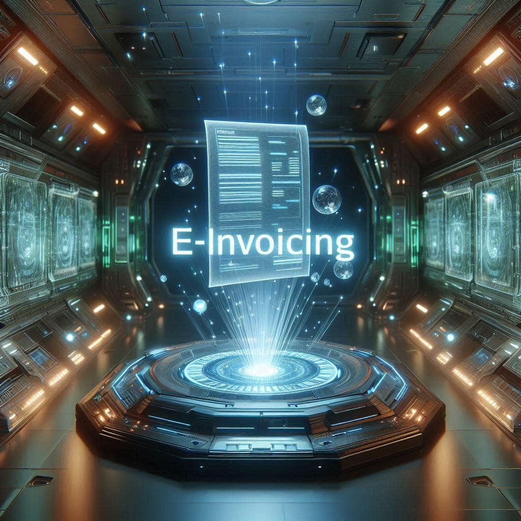 facture numérique flottant dans un vaisseau spatial